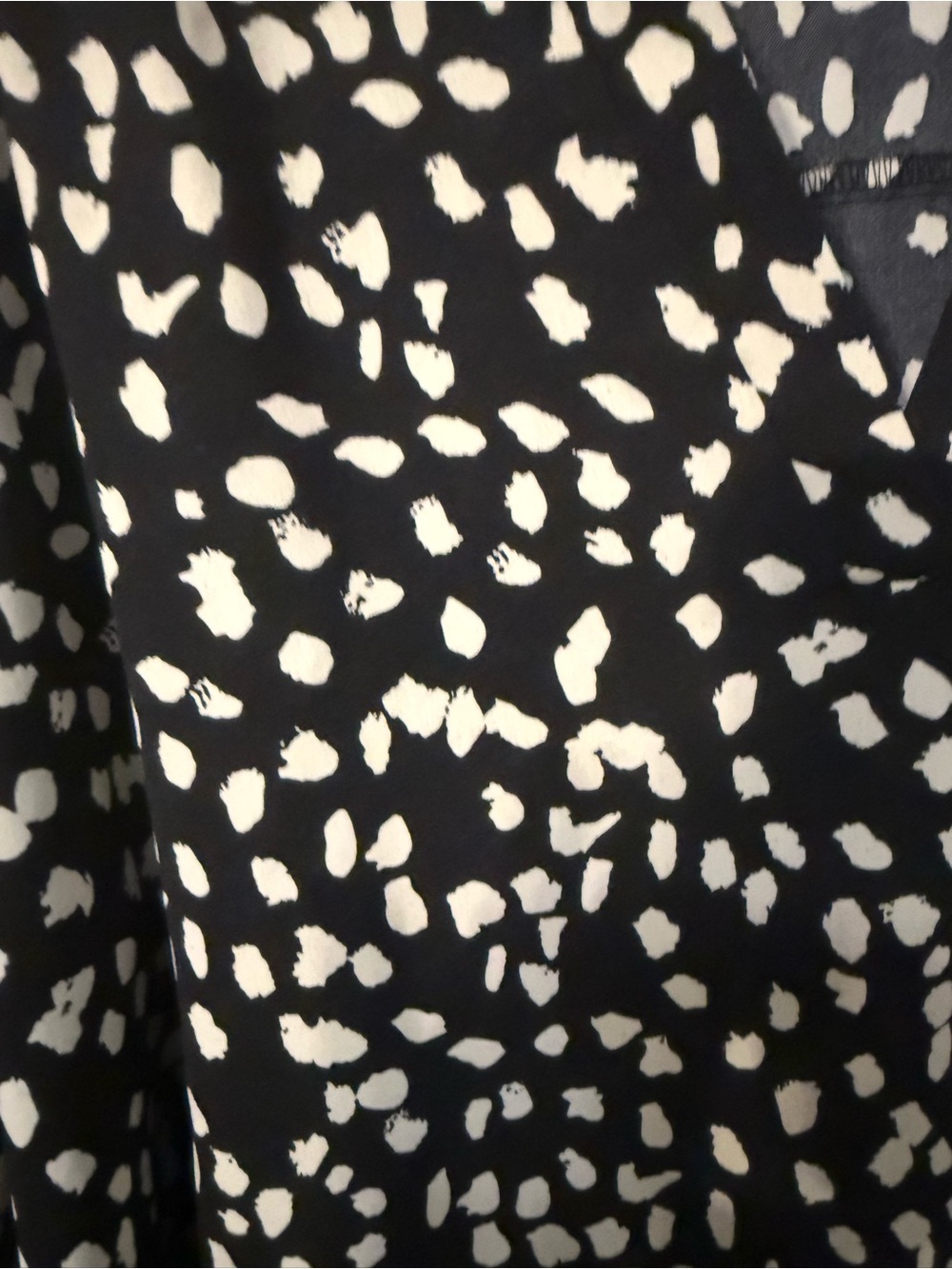 Black & White Dot Print V-Neck Women's Blouse - Picture 2 of 5